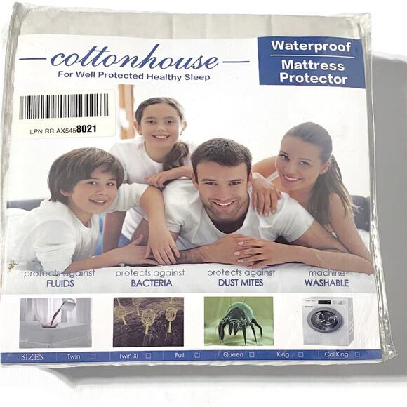 Cotton House Waterproof Mattress Protector Full Size White NEW - Picture 8 of 8